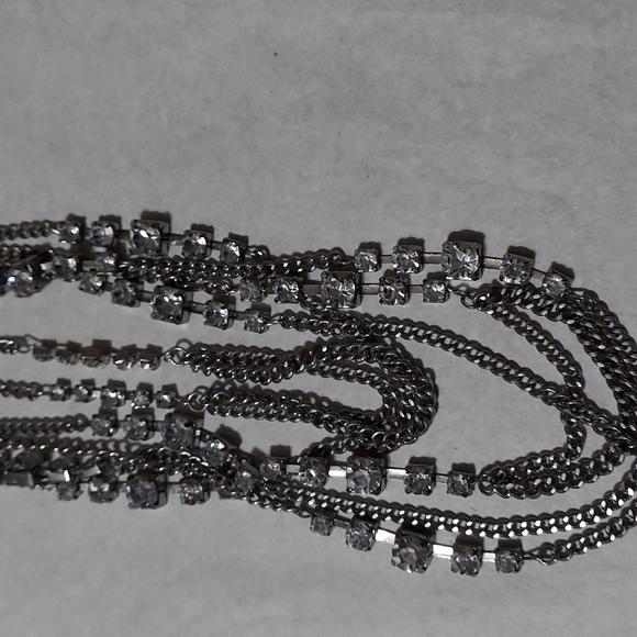 SILVER Rhinestone Multi-Strand Necklace - Picture 2 of 4